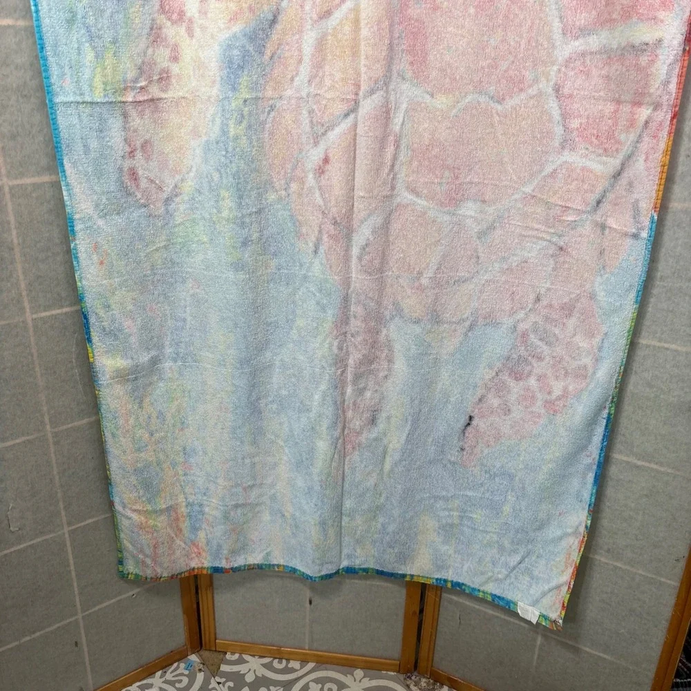 Leoma Lovegrove Beach Towel OS Blue Orange Sea‎ Turtle Florida Art Graphic Print